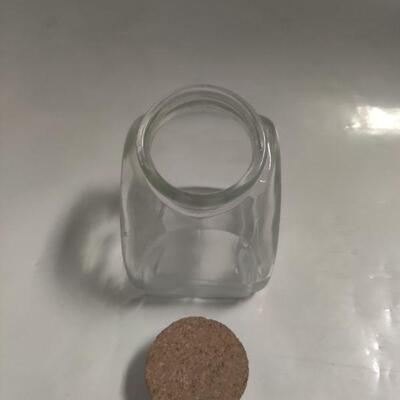 Glass container with cork lid