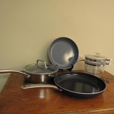 Cookware (Pyrex Double Boiler and 2 Pans are Henckels)