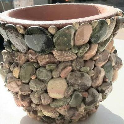 Decorative Stones on Terra Cota Pot