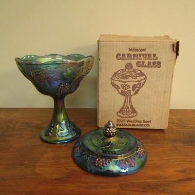 Carnival Glass Candy Dish with Lid (Original Box)