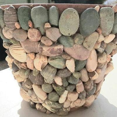 Decorative Stones on Terra Cota Pot