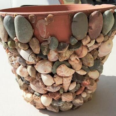 Decorative Stones on Terra Cota Pot