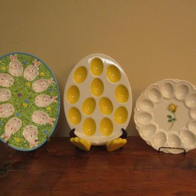 Set of Three Decorative and Whimsical Deviled Egg Platters