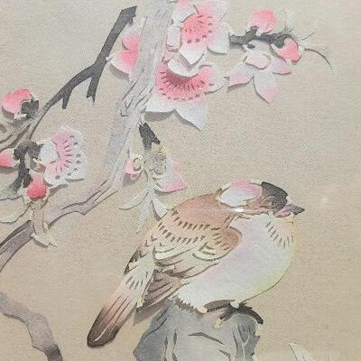 2 Framed Paper Cut Art Birds 