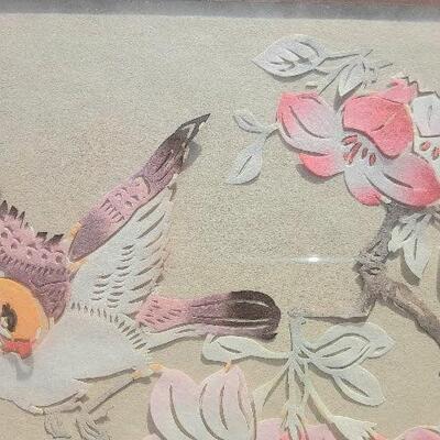 2 Framed Paper Cut Art Birds 