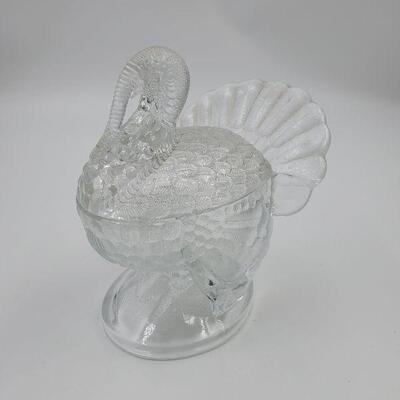 LE SMITH CLEAR GLASS TURKEY DISH WITH LID