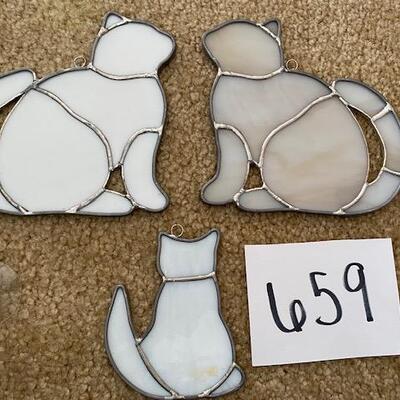 Lot 659 - Cats Stained Glass
