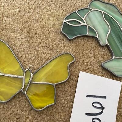 Lot 661 - Stained Glass Butterfly and Dolphin