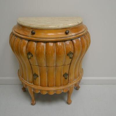 LOT 249 WOOD NIGHT STAND WITH MARBLE TOP