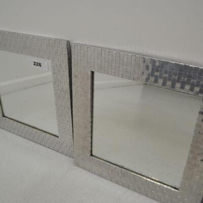 LOT 226 TWO DECORATIVE METAL FRAMED MIRRORS