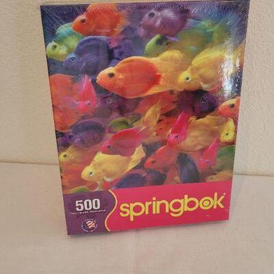 Lot 158:  Vintage New Sealed SPRINGBOK 500 pc. SCHOOLED IN COLOR Fish