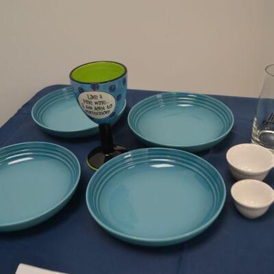 LOT 490 DISHES AND GLASSES