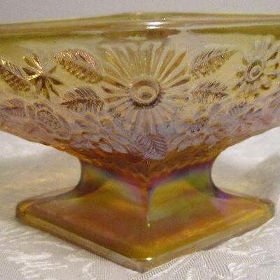 #9 Vintage Indiana Amber Carnival Glass dish