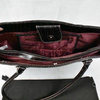 Tote Bag/Hand Bag/Briefcase. Faux Leather Dark Red with laptop sleeve