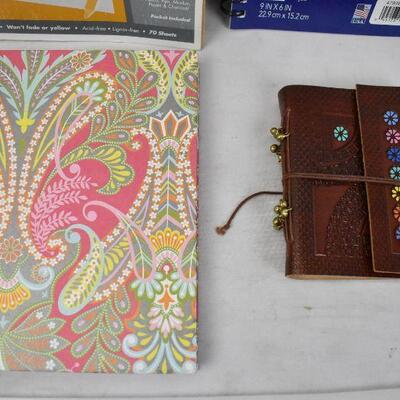 4 pc Drawing/Writing: Sketch Book, Sketch Diary, Journal, Blank Leatherbound