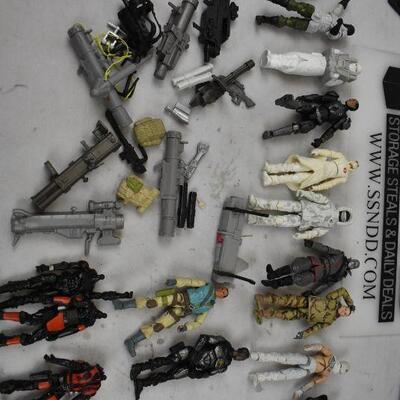 Large Lot GI Joe Toys: 3 Vehicles, 15 Characters (3 are headless) misc guns etc
