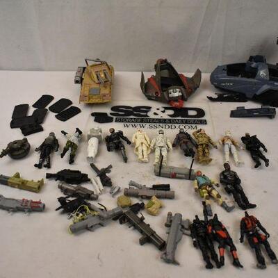 Large Lot GI Joe Toys: 3 Vehicles, 15 Characters (3 are headless) misc guns etc