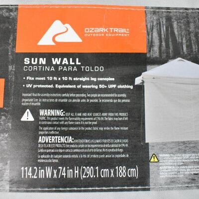 Ozark Trail Sun Wall for 10 x 10 Straight Leg Canopy Gazebo, Light Grey - New