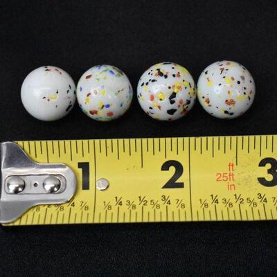 4 White Marbles with Colorful Specks