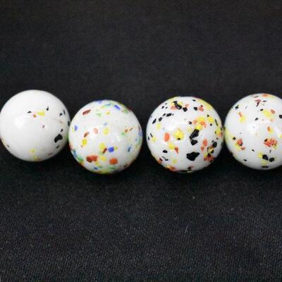 4 White Marbles with Colorful Specks