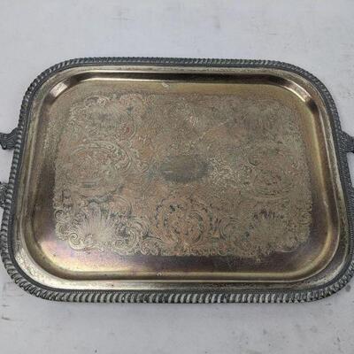Vintage Etched Silver Plated Platter, 23