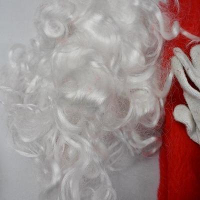 7 piece Adult Size Santa Outfit: Jacket, Pants, Wig, Glasses, Gloves, Beard, Hat