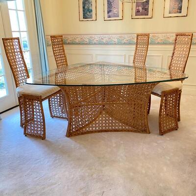 Danny Ho Fong Mid Century Modern Wicker Table & 6 Chairs - Great Condition
