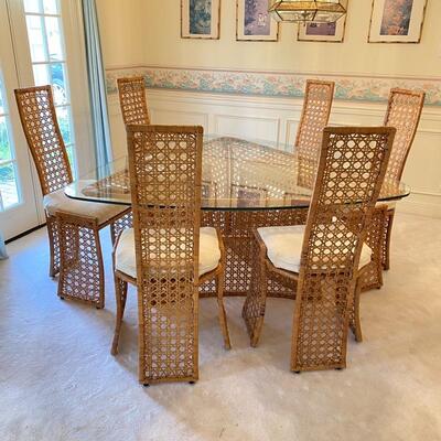 Danny Ho Fong Mid Century Modern Wicker Table & 6 Chairs - Great Condition