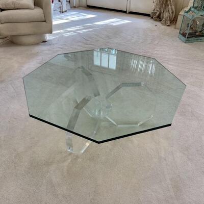 Sleek Octagon Acrylic and Glass Coffee Table 