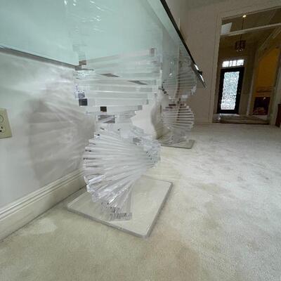 Sleek Double Pedestal Acrylic and Glass  Entry Table
