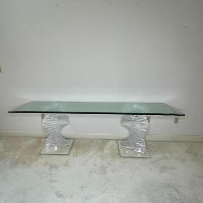 Sleek Double Pedestal Acrylic and Glass  Entry Table