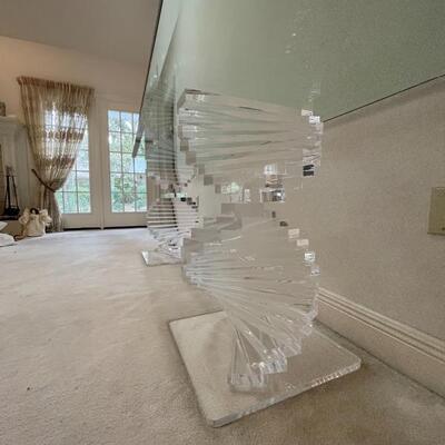 Sleek Double Pedestal Acrylic and Glass  Entry Table