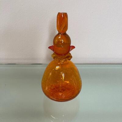 3 Piece Vintage Orange Blown Glass Bottle Set