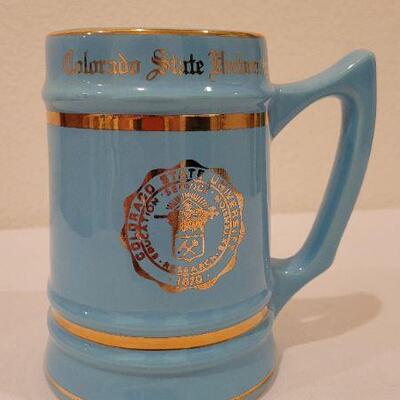 Lot 198: Vintage W.C.BUNTING Colorado State University Mug Mid Century Modern Baby Blue