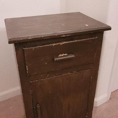 Lot 205: Vintage Handmade Cabinet w/ Drawer and Fun Original Accent Paint & Liner