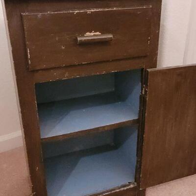 Lot 205: Vintage Handmade Cabinet w/ Drawer and Fun Original Accent Paint & Liner
