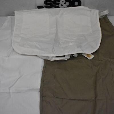 3 Aprons: White, Cream, & Taupe/Brown - New