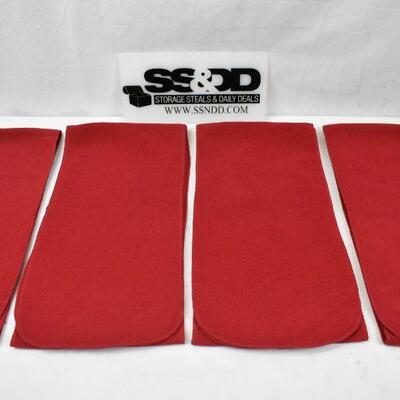 4 Red Fleece Scarves. 9.5