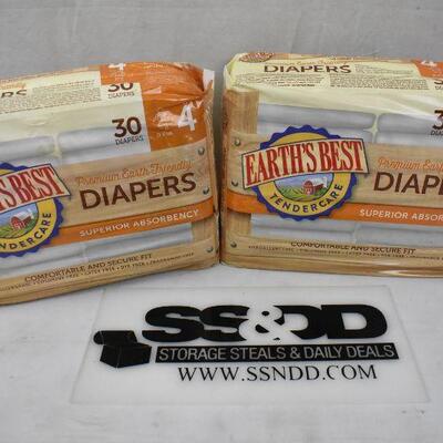 Earth's Best Tendercare Diapers, Size 4, 2 packages of 30 diapers each