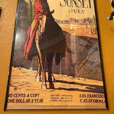 LOT 122  SUNSET MAGAZINE VINTAGE COVER POSTER ARTWORK MAYNARD DIXON NATIVE AMERICAN JULY 1904
