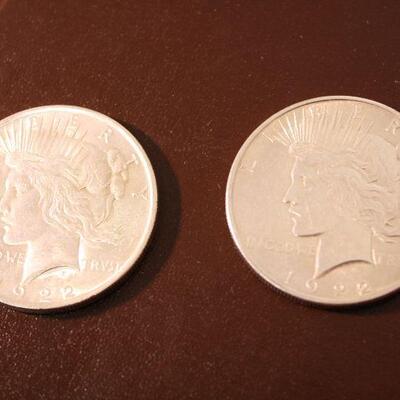 2 1922 Silver Peace dollars