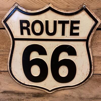 Lot# 66 Vintage Display on Rough Sawn Lumber Route 66 Chevy 