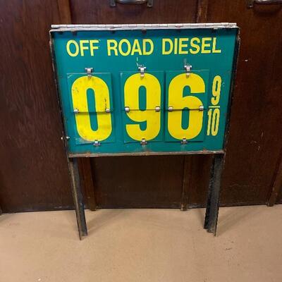Lot# 67 s Vintage Diesel price Sign Placard BP Shell Fuel Gas Petroleum Off Road Advertisement 