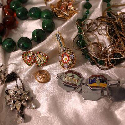 Vintage costume jewelry rhinestones silver 