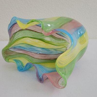 Lot 252: New HALLMARK Colorful Stripes Large Glass Decorative Vase