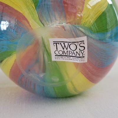 Lot 254: New HALLMARK Two's Company Colorful Stripes Glass Vase  