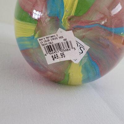 Lot 257: New HALLMARK Colorful Stripes Glass Vase