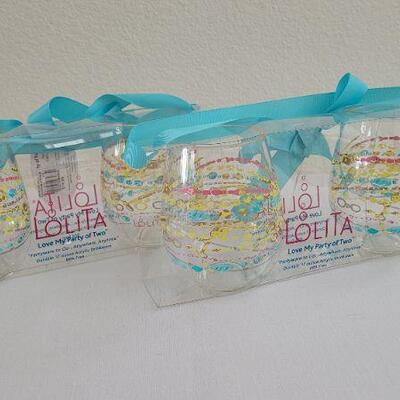 Lot 260: (2) New LOLITA "Love my Party of Two" Acrylic Glasses 