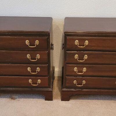 Lot 285: Vintage PAIR of ETHAN ALLEN 4-Drawer Side Tables 