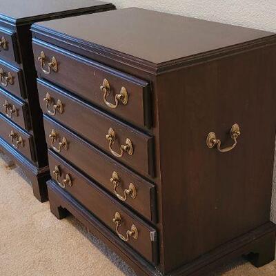 Lot 285: Vintage PAIR of ETHAN ALLEN 4-Drawer Side Tables 